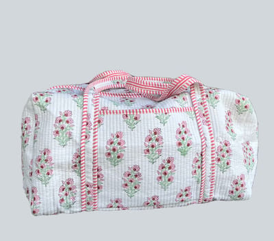 Reistas 'Florance' - tassen - roze/wit - gewatteerd - quilt - rits - FanTassies
