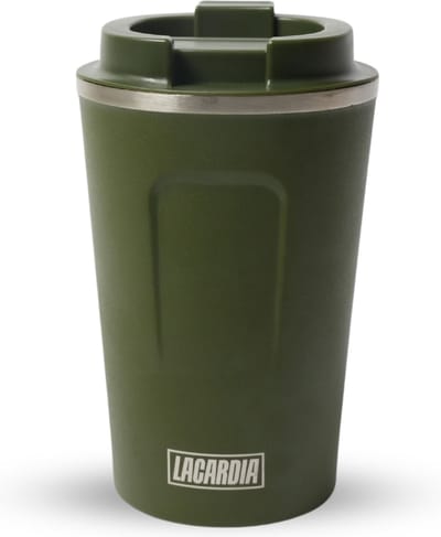 LaCardia Koffiebeker To Go - 380 ml Thermosbeker en Theebeker - RVS Warmhoudbeker en reisbeker met deksel - Herbruikbare travel mug - Groen