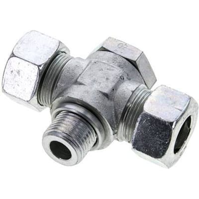 18L & G1/2'' Verzinkt Stalen T-Draaidoorvoer Snijringkoppeling Buitendraad 315bar ISO 8434-1