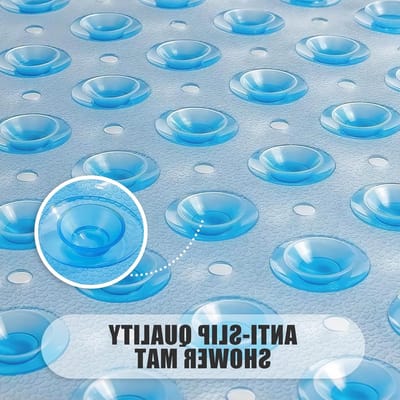 Antislip douchemat in transparant blauw voor veiligheid en comfort in de badkamer