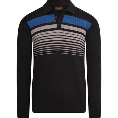 Cappuccino Italia - Heren Trui L/S Knit Polo - Zwart - Maat S