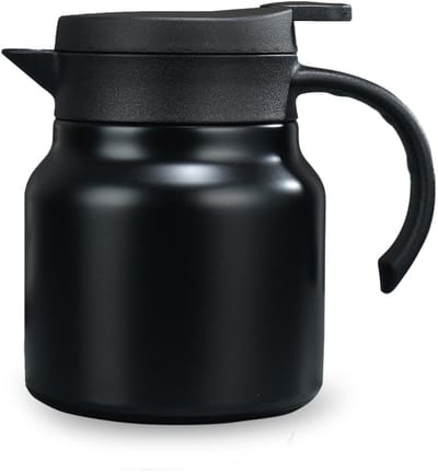 carmdering - Thermoskan - Koffiekan - Isolatiekan - Zwart, 800 ml, dubbelwandig vacuüm roestvrij staal - 12 uur warm, 24 uur koud - Met handgreep en tuit - 14×14×16 cm - Voor koffie, thee en melk