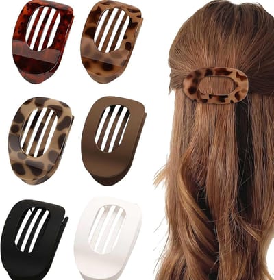 Set van 6 Haarspelden in Diverse Kleuren - Antislip Haarclips voor Dikker en Dunner Haar - Stevige Plastic Haaraccessoires met Veer voor Dagelijks Gebruik en Feestelijke Gelegenheden
