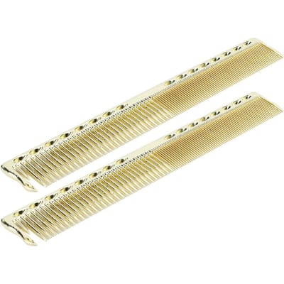 Peigne de coupe de cheveux professionnel en acier inoxydable, outil de coiffure pour Salon de coiffure, 2 pièces or