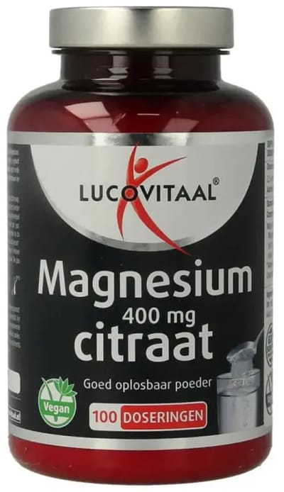 Lucovitaal - Magnesium - 400mg Citraat Poeder - 250 gr - 100 doseringen