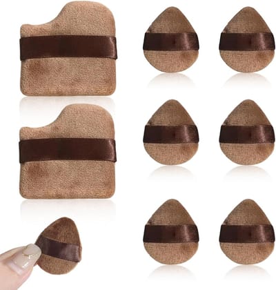 Set van 8 herbruikbare driehoekige make-upsponzen voor perfecte foundation, poeder en gezichtshoeken (bruin, droog en nat)