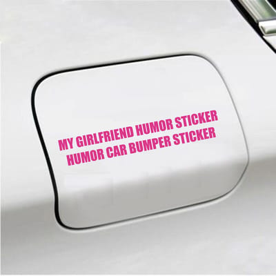 Bumpersticker - My Girlfriend Humor Sticker - 3,5 X 20,6 - Roze