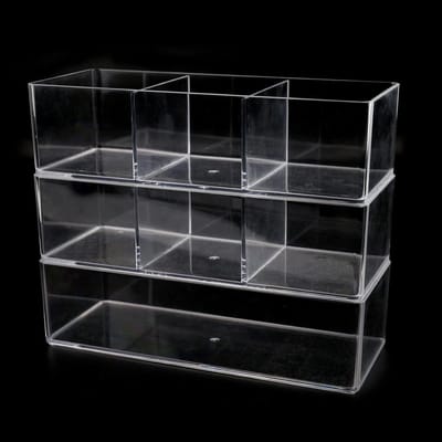 3-laags acryl lade-organizer voor make-up, nagellak en oogschaduwpaletten - transparante opslagoplossing voor bureau, badkamer en dresser