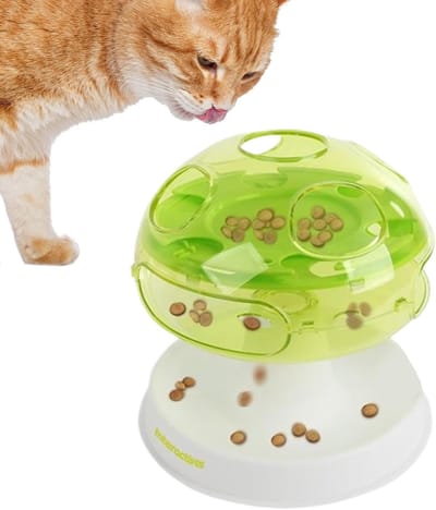 Kattenpuzzel Voerbak - Interactieve Paddestoel - Mentale Stimulatie - Langzaam Eten Bevordert - 24 x 24 x 23 cm