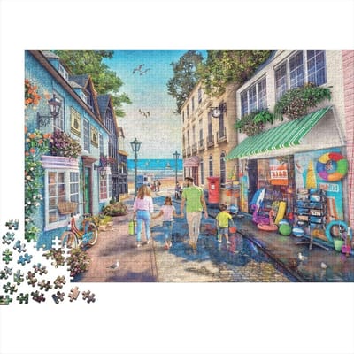 Kuststad Puzzel - Legpuzzel Volwassenen - Ontspanning en Plezier - Gerecycled Karton - 1000 Stukjes - Style-4