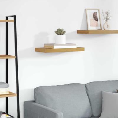 vidaXL - Wandplank - Muurmontage - Beige - 50 - x - 23,5 - x - 3,8 - cm - Bewerkt - hout