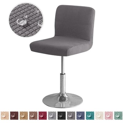 2 stuks Waterafstotende Stoelhoes Effen Kleur Elastische Barkruk Slipcover Anti-vuil Korte Rugleuning Stoelhoes voor Huisdecoratie Club 2pcs chair cover gray