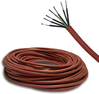 Siliconen kabel - Hittebestendige leiding - Technische toepassingen - Vertind koper - 7x15 mm2 - Roodbruin
