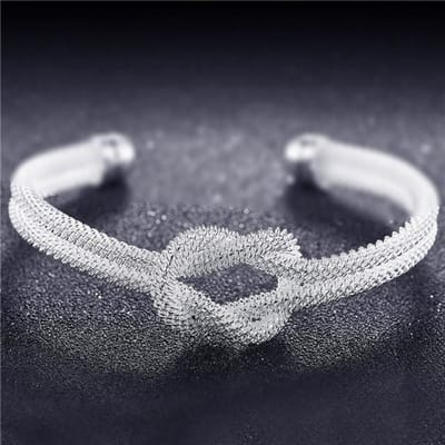 Bracelet et jonc à breloques tissés à la main en argent sterling 925 simple pour femmes, mode, mariage, bijoux élégants Sl147 gray