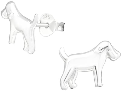 Joy|S - Zilveren hond oorbellen - 11 x 9 mm - zilver egaal - kinderoorbellen