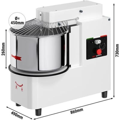 GGM Gastro Teigknetmaschine - 42 Liter / 38 kg - 1 Geschwindigkeit - Kessel abnehmbar & Rührwerk aufklappbar - Timerfunktion