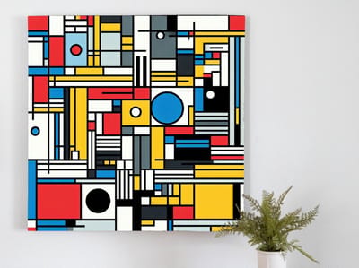 Doodle mondriaan schilderij | Mondriaanse chaos gevat in een weergaloze Doodle symfonie | Kunst - 50x50 centimeter op Dibond | Foto op Dibond