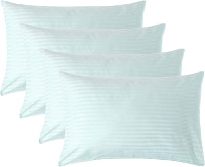 Homescapes Satijn Streep Katoen Kussensloop 50x75 cm – Set van 4 – Aquablauw – 100% Egyptisch Katoen – Draaddichtheid 330