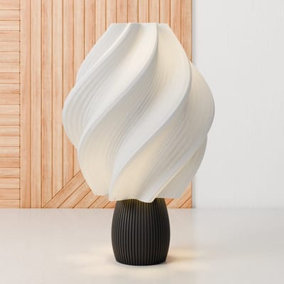 Dastium Home - Tafellamp - Witte lamp met zwarte poot - Paddestoel lamp - Japandi lamp van gerecycled kunststof - Sfeerlamp woonkamer of slaapkamer - Schemerlamp geschikt voor E27 LED