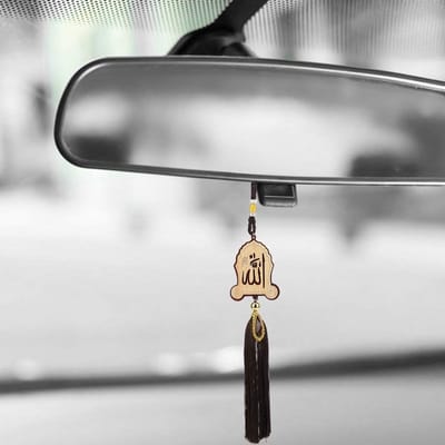 Dailygoods- Autohanger - Moslim Decoratie - Achteruitkijkspiegel Hanger - Imitatiehout - Auto Interieurdecoratie - Geschikt voor Ramadan/Eid - Autoornament