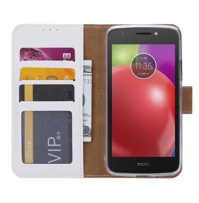 Bookcase Geschikt voor: Motorola Moto E4 - Wit - portemonnee hoesje