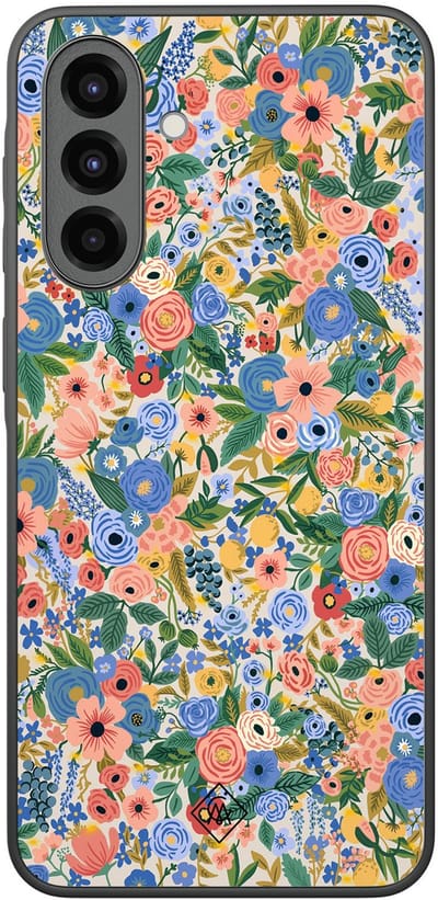 Casimoda® hoesje - Geschikt voor Samsung Galaxy A36 - Blue Gardens - Zwart TPU Backcover - Bloemen - Blauw