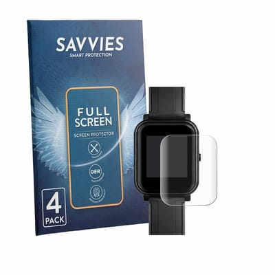 Savvies - Screenprotector voor Bangle.js 2 - Folie Beschermfolie transparant volledig dekking 4 Stuks