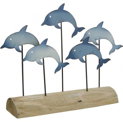 Dolfijnen om in te stellen, zeedecoratie, maritieme metalen decoratie