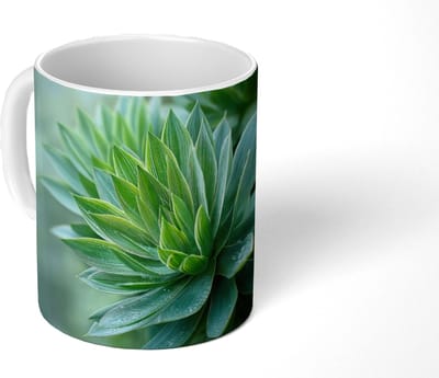 Mok - Koffiemok - Blad - Plant - Groen - Textuur - Mokken - 350 ML - Beker - Koffiemokken - Theemok