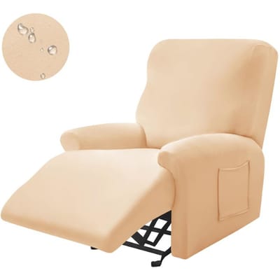Housses de Canapé Imperméables 1/2/3 Places pour Salon Élastiques Antidérapantes Housses de Fauteuil Couleur Unie Housse de Canapé Tout Inclus 1 seat beige