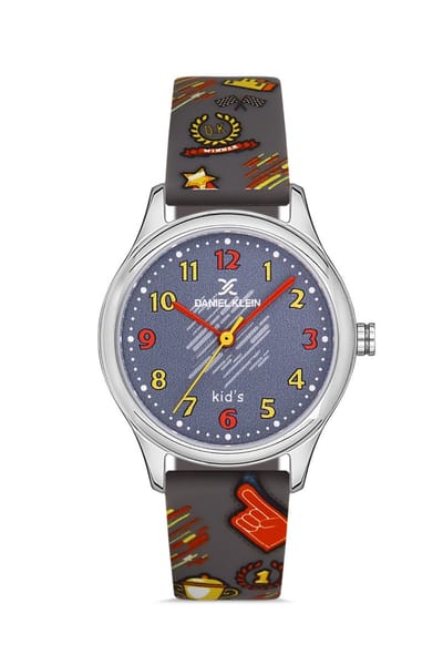 Daniel Klein DK.1.13422-2 - Horloge - Analoog - Kinderen - siliconen band - Metaal - Rond - Trofeeën - DonkerGrijs - Zilverkleurig - Multikleur - 3 ATM