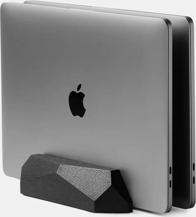 Oakywood Dual Laptop Dock - Zwart Massief Eiken - Echt Hout Verticale MacBook/Laptop/Tablet Standaard - Clean Desk Design