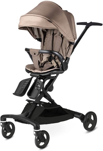 Béaba x Micro Mobility 360° Kinderwagen – Draaibaar Zitje – Compact Inklapbaar – LED Veiligheidsverlichting – UPF 50+ – Antraciet