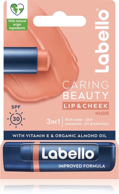 Labello - Caring Beauty - Nude - 2in1 - 24H Verzorging - SPF 15 - Vitamine E - Lippenbalsem - Lippen - Natuurlijke Olien - 1 Stuk