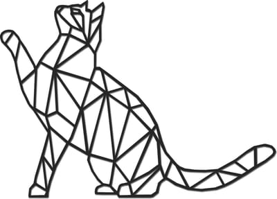 Hout-Kado - Kat/Poes (pootje) - Small - Zwart - Geometrische dieren en vormen - Hout - Lasergesneden- Wanddecoratie