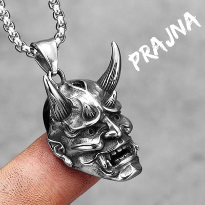 Japanse Wraith Prajna Roestvrij Staal Mannen Vrouwen Kettingen Hangers Ketting Punk Sieraden Creativiteit Cadeau Dropshipping Groothandel 60cm gray