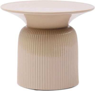 Bijzettafel Rond - Sidetable Kleine Tafel - Woonkamer Decoratie - Compact Ontwerp - 29x21x44 cm - Zandkleur