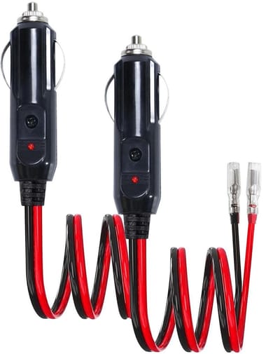 GELLDG 16 AWG Sigarettenaanstekerstekker - 12V/24V Voedingskabel - Robuuste 16 Gauge Koperen Draad - Met Polariteitsaanduiding - Geschikt voor Auto Vrachtwagen Bus - Zwart/Rood