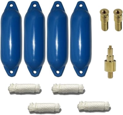 Set van 4 met Majoni Star 15 stootwillen incl. spatelleidingen, 2 vervangingsventielen, 1 ventieladapter - blauw, 45 x 12 cm