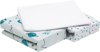 Hoeslakens 50 x 83 cm voor Babybedjes - 3 STK, 100% Katoen met Waterdichte Matrasbeschermer