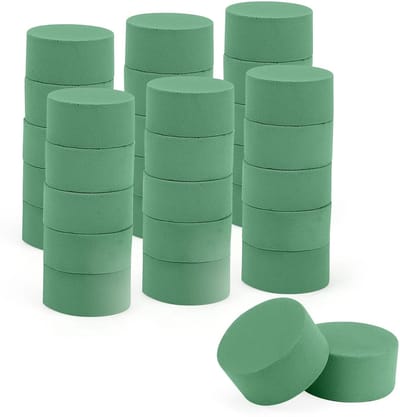 30pcs Ronde Floral Foam Blokken - 3 Inch Floral Foam Spons - Kunstmatige Floral Foam voor Droogbloemen en Knutselprojecten - Groen
