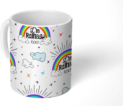 Mok - Koffiemok - Regenboog - Wolken - Patroon - Mokken - 350 ML - Beker - Koffiemokken - Theemok