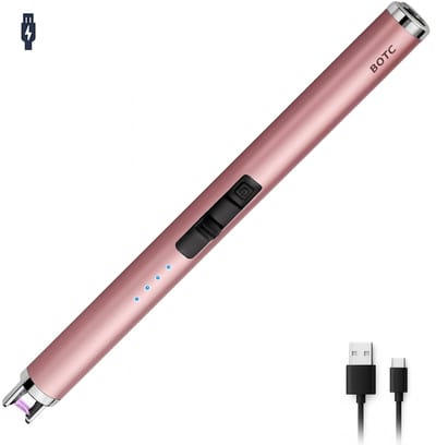 BOTC Elektrische aansteker - USB oplaadbaar - Oplaadbaar met USB kabel - Windproof - BBQ - Kaarsen - Roze