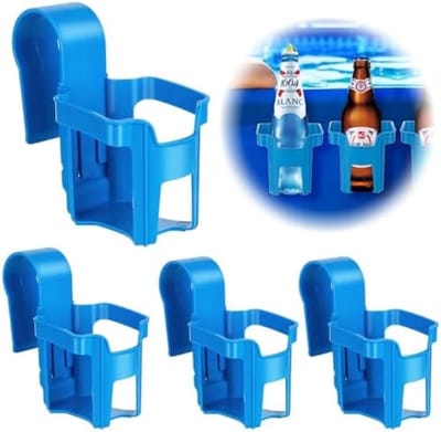 4 Stuks Multifunctionele Zwembad Drankhouders - Kunststof Bekerhouder voor Zwembadrand - Blauwe Anti-Mors Drinkhouder voor Bier, Frisdrank en Accessoires