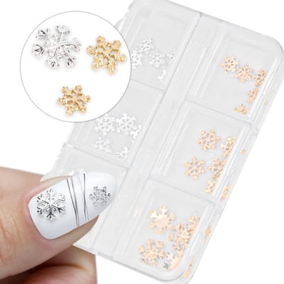 GNB-LAB Serie - Kerstversieringen Sneeuwvlokken - 30 stuks - Metalen Nageldecoraties - Gouden en Zilveren Kleuren