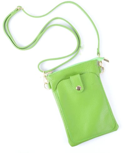 Giuliano lederen telefoontasje - Appelgroen - Made in Italy