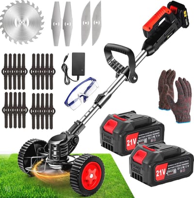 Accu Grastrimmer met telescopische steel - Krachtige draadloze tuinmachine met 4,0 Ah batterij en diverse snijmessen