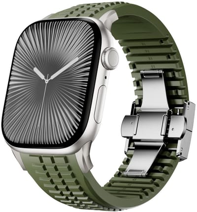 By Qubix - Geschikt voor Apple Watch bandje - Redefine siliconen band - Groen - Geschikt voor Apple Watch 44 mm / 45 mm / 46 mm / 49 mm (Ultra 1,2 en 3)