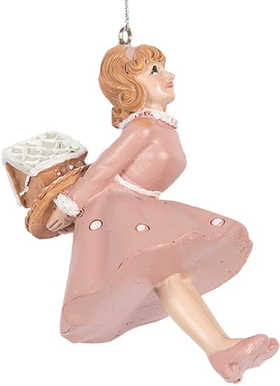 Clayre & Eef Kersthanger Meisje 10 cm Roze Kunststof