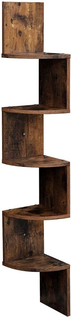 Hoppa! Zigzag Hoekkast - Wandplank - Wandkast - Bruin - Kunststof - 20x20x127,5 cm (BxDxH)